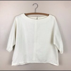Vintage 60s Handmade Linen Blouse w/ Back Keyhole